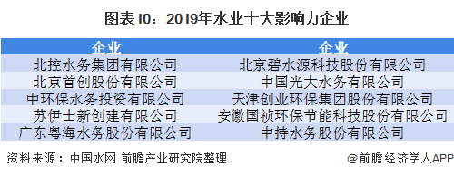 图表10：2019年水业十大影响力企业